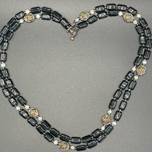 Elegant Silver and Blue Beaded Necklace